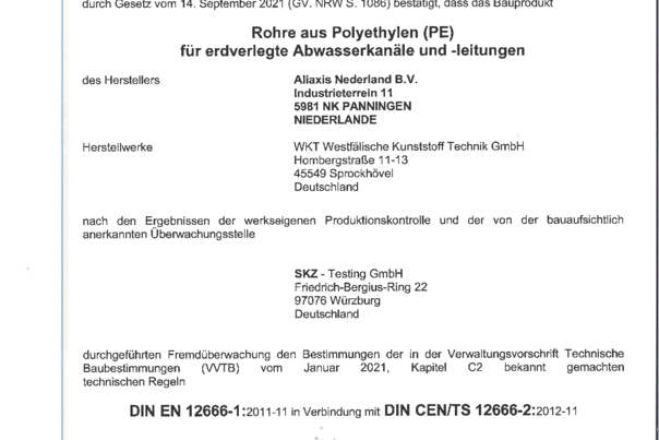 Rohr PE-Abfluss, nach DIN EN 1519, getempert