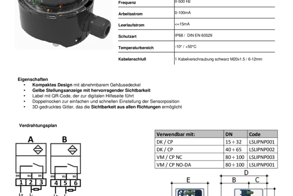 Induktive Stellungsanzeige AUF/ZU mit zwei Näherungsinitiatoren PNP 3-Draht IP68
