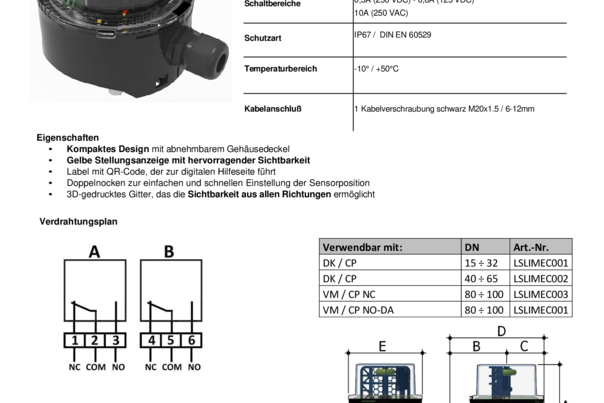 Elektrische Stellungsanzeige AUF/ZU mit zwei elektromechanischen Schaltern IP67