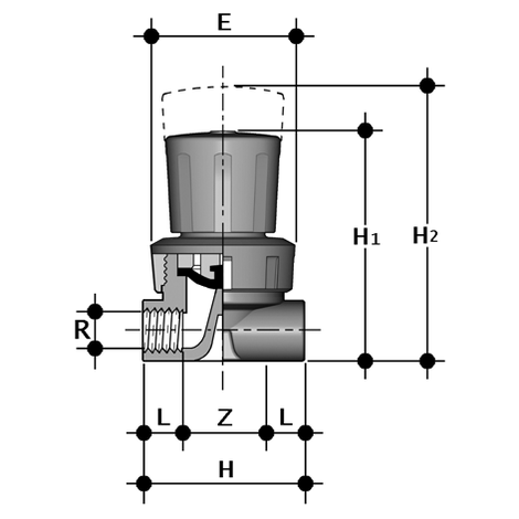 Membranventil, PVC-U, Gewindemuffe, EPDM