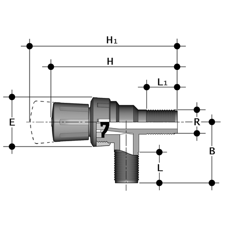 Membran-Eckventil, PVC-U, EPDM