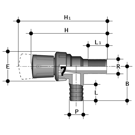 Membran-Eckventil, PVC-U, EPDM