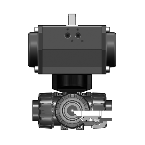 3-Wege-Kugelhahn TKD, PVC-C, d 16 - d 63, Klebemuffe, T-Bohrung, SA 3-Wege-Kugelhahn TKD, PVC-C, d 16 - d 63, Klebemuffe, T-Bohrung, SA