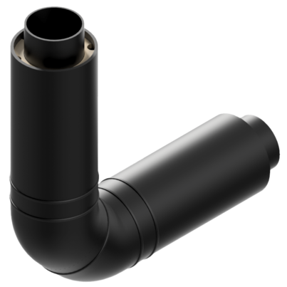 <P>Umlenkung 2 x 45° ohne Zwischenstück, PE Abfluss Rohr-in-Rohrsystem</P>