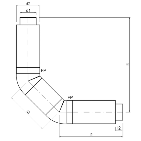 Umlenkung 2 x 45° mit Zwischenstück für waagrechte Verlegung, PE Abfluss Rohr-in-Rohrsystem