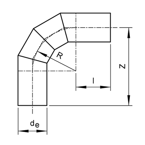 Segmentbögen 90°, PP, SDR 11, lang, geschweißt