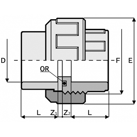Verschraubung mit O-Ring, PVC-U, EPDM