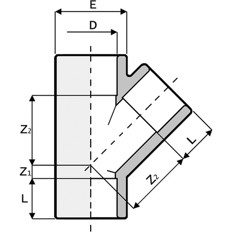 T-Stück 45°, PVC-U, egal