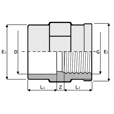 Muffe, PVC-U, metallringverstärkt