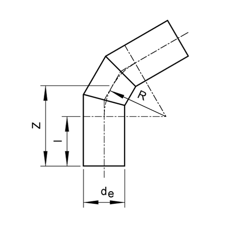 Segmentbögen 60°, PP, SDR 11, lang, geschweißt