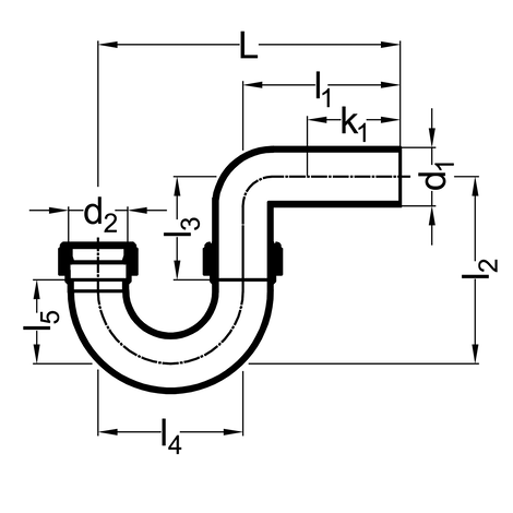 Siphon, PE-Abfluss, senkrecht/waagerecht