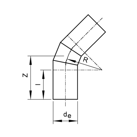 Segmentbögen 45°, PP, SDR 17,6, lang, geschweißt