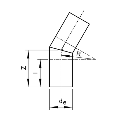 Segmentbögen 30°, PP, SDR 17,6, lang, geschweißt