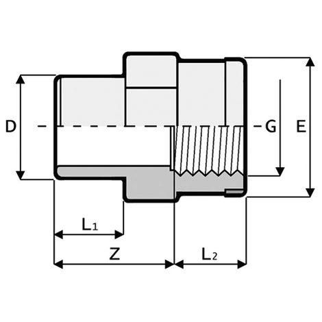 Übergangsmuffennippel, PVC-U, metallringverstärkt