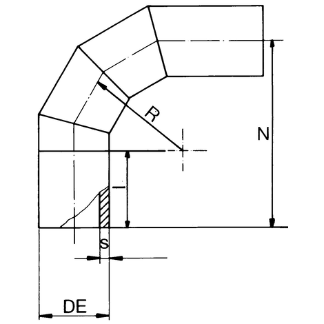 Segmentbogen 90°, PE 100, SDR 33, lang