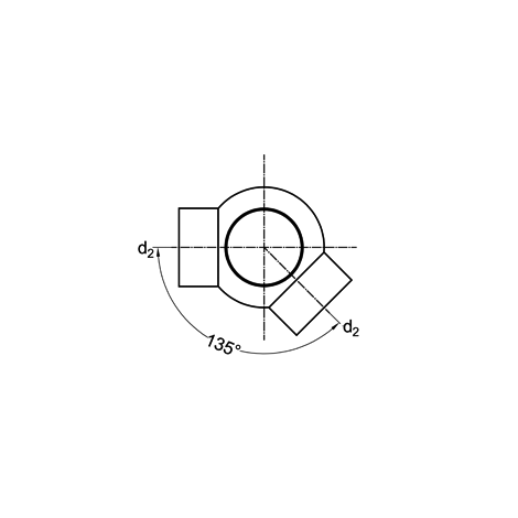 Kugelabzweig 88,5°, PE-Abfluss, Typ 2 (135°)