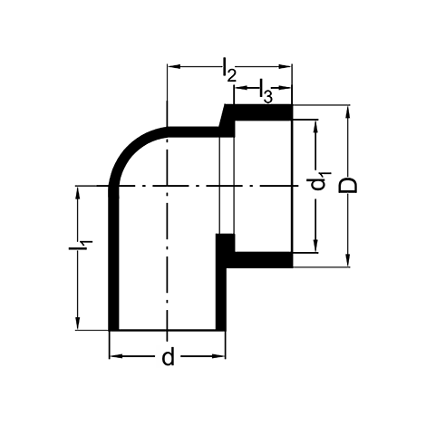 Siphonanschlusswinkel 90°, PE-Abfluss