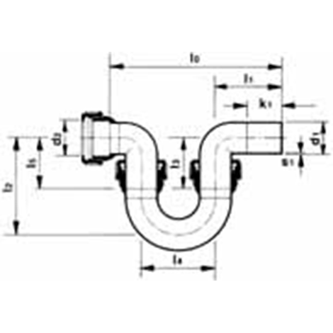 Siphon, PE-Abfluss, waagerecht