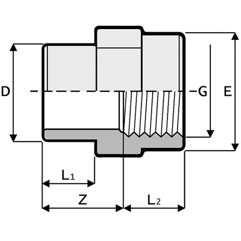 Übergangsmuffennippel, PVC-U, Innengewinde