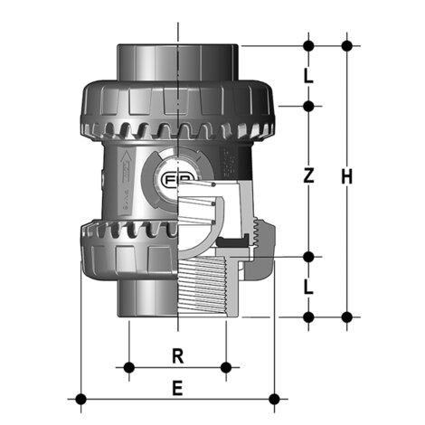 Federrückschlagventil, SSE-Easyfit, PVC-U, Gewindemuffe