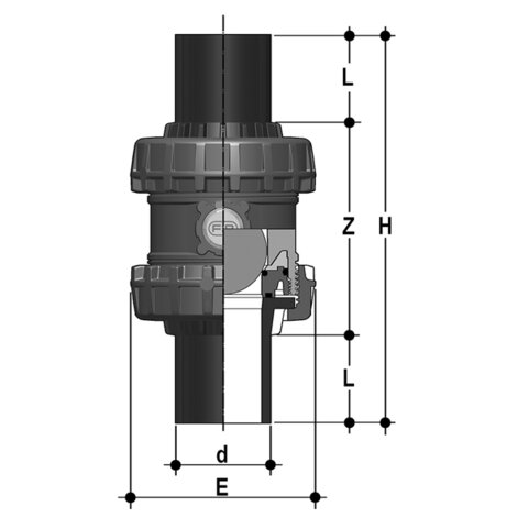 Kugelrückschlagventil, SXE-Easyfit, PVC-U, PE100-Stutzen