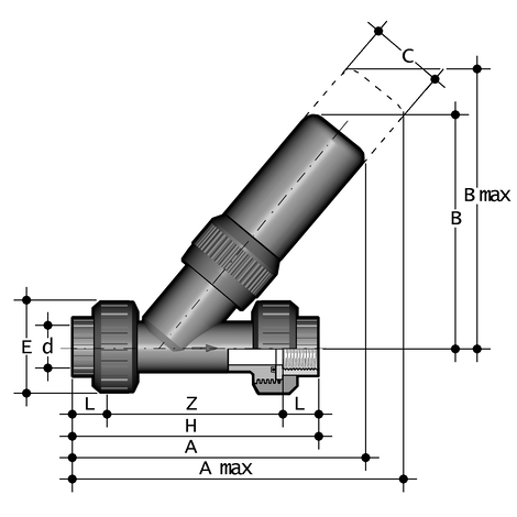 Druckhalteventil, PVC-U, Gewindemuffe