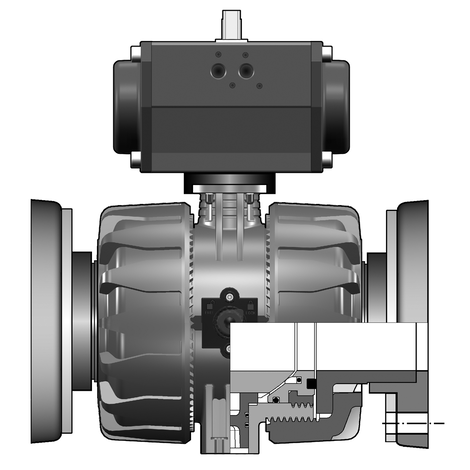 2/2-Wege-Kugelhahn VKD, PVC-U, d 75 - d 110, Festflansch, NC 2/2-Wege-Kugelhahn VKD, PVC-U, d 75 - d 110, Festflansch, NC