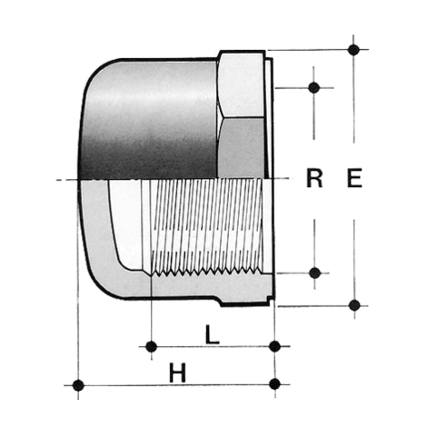 Endkappe, PVC-U, Gewindemuffe