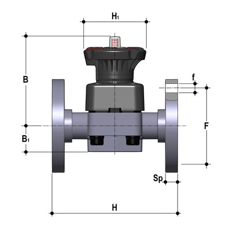 Membranventil DK DIALOCK, PVDF, Festflansch
