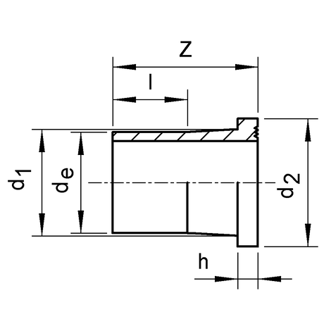 Vorschweißbund, PE 100, SDR 11, lang, mit gerillter Dichtfläche