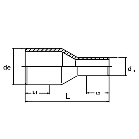 Reduktion, PE 100, SDR 17, lang, zentrisch