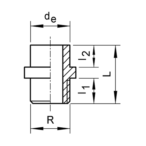 Übergangsnippel, PP-H, SDR 11, kurz, Außengewinde