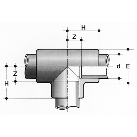 T-Stück 90°, PP, SDR 11, zum Heizelementmuffenschweißen