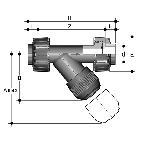 Schmutzfänger, ABS, Klebemuffe, EPDM