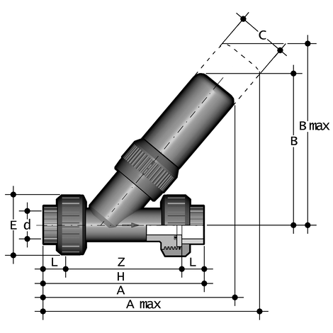 Druckhalteventil, PVC-U, PE-LS-Stutzen