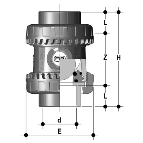 Kugelrückschlagventil, SXE-Easyfit, PVC-U, Klebemuffe