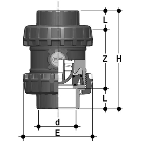 Federrückschlagventil, SSE-Easyfit, PVC-U, Klebemuffe