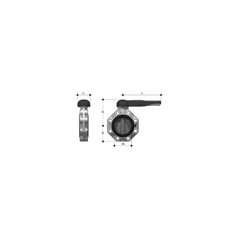 Universal-Industrie/Chemie-Absperrklappe FK, PP, Handhebel