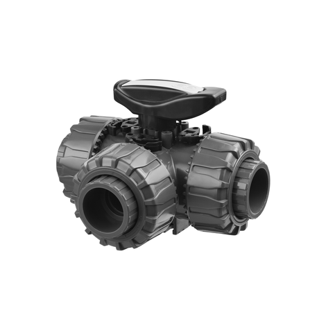 3-Wege-Kugelhahn d 20 - 63, TKD DualBlock, ABS, T-Bohrung, Klebemuffe