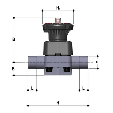 Membranventil DK DIALOCK, PVC-C, Klebestutzen