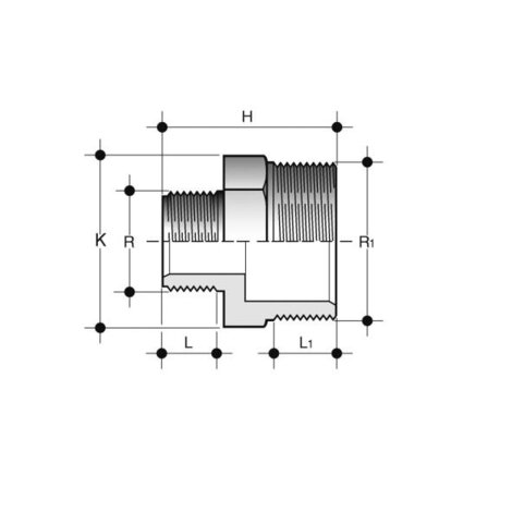 Reduziernippel, PVC-U, Gewindestutzen