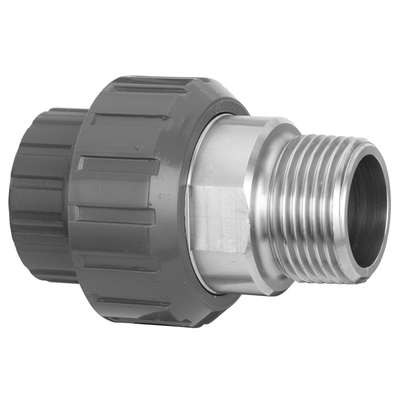 <P>Übergangsverschraubung, PVC-U auf Edelstahl mit zylindrischem Rohraußengewinde R </P> <P>Übergangsverschraubung, PVC-U auf Edelstahl mit zylindrischem Rohraußengewinde R </P>