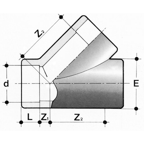 T-Stück 45°, PVC-U, egal