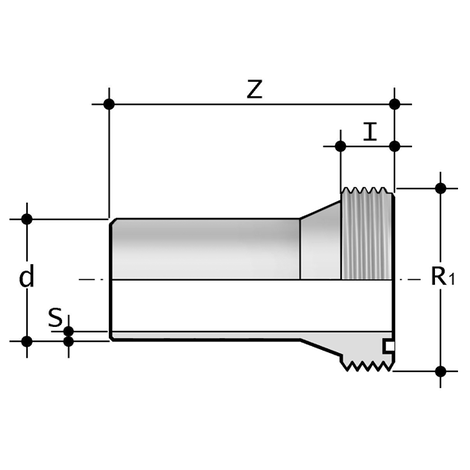 Einschraubteil, PP, SDR 11, lang