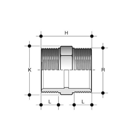 Doppelnippel, PVC-U, Gewindestutzen