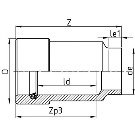 Steckmuffe, PE 100, SDR 17, kurz, spangebend hergestellt