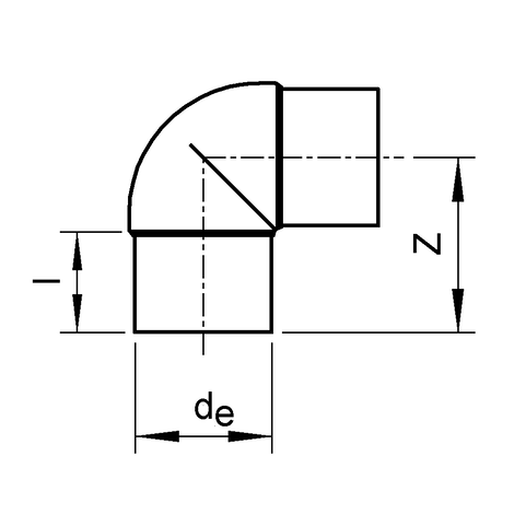 Winkel 90°, PP-H, SDR 11, lang