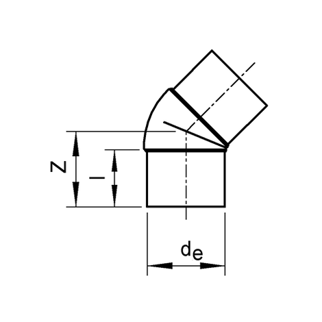 Winkel 45°, PP-H, SDR 11, lang