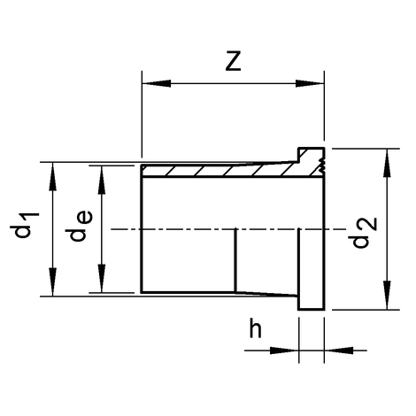 Vorschweißbund PP, SDR 11, lang, mit gerillter Dichtfläche