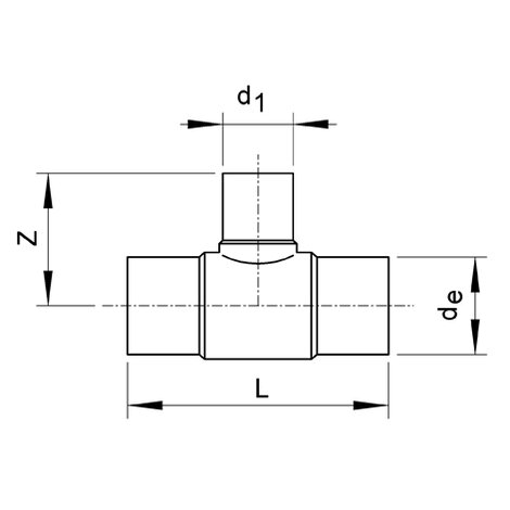 T-Stück 90°, PP, SDR 11, lang, reduziert